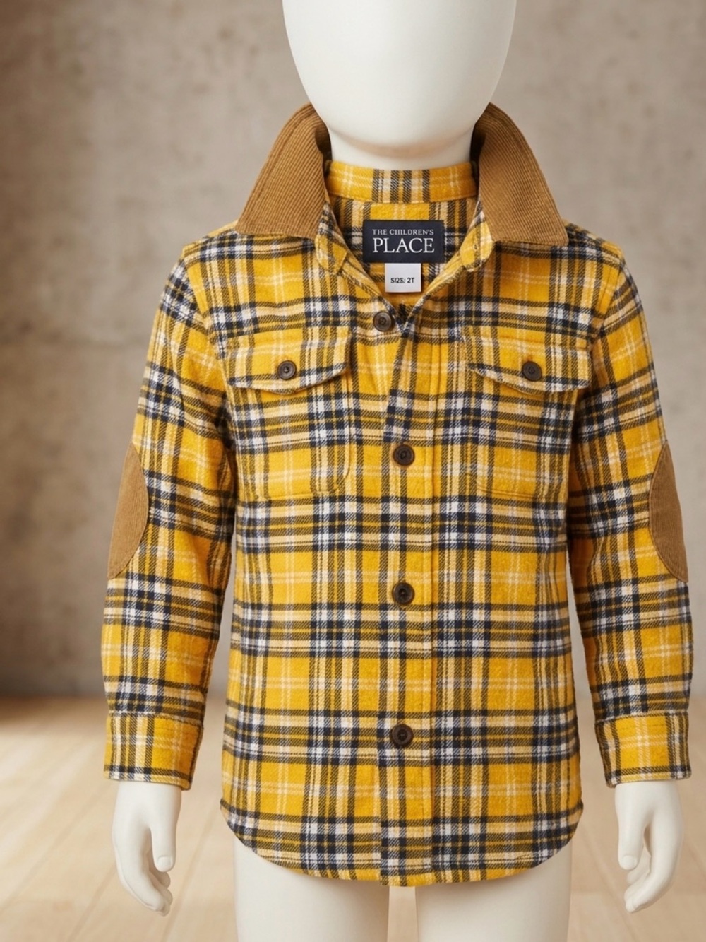 The Children's Place Yellow Plaid Button-Up shirt flannel